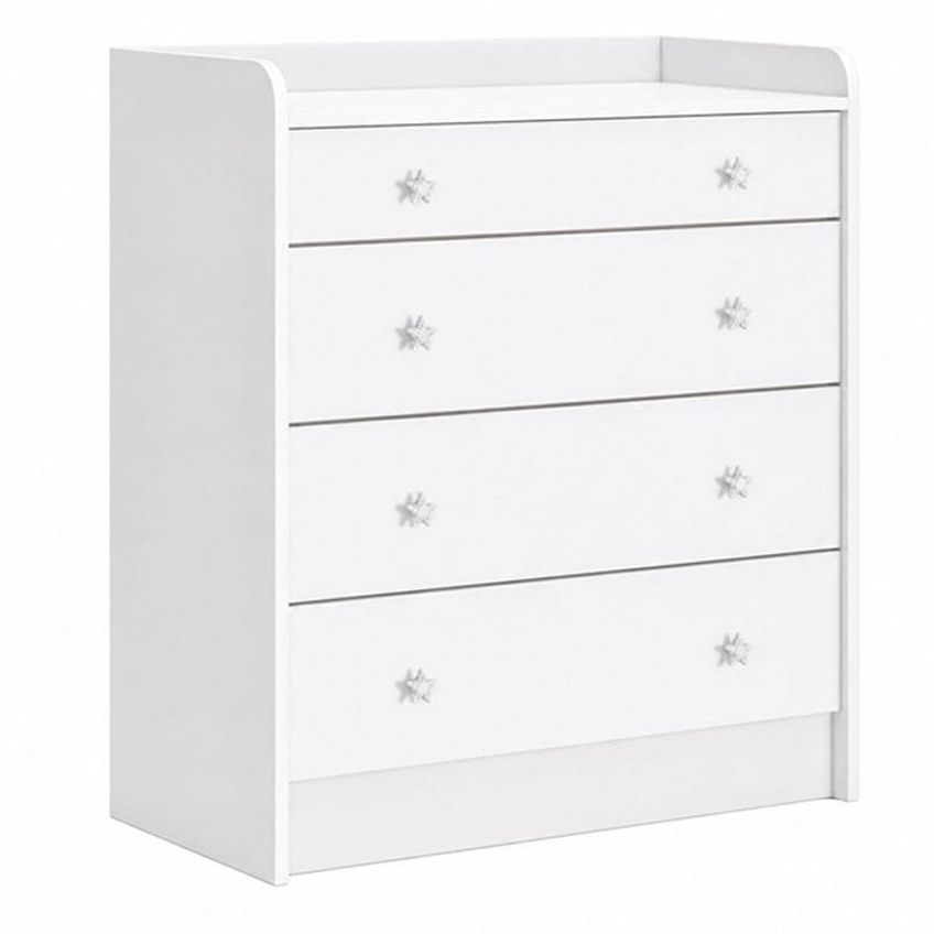 Guarda Roupa Infantil Doce Sonho 3 Portas De Bater 2 Gavetas Mdp Branco Brilho Com Cômoda Qmovi - imagem 3