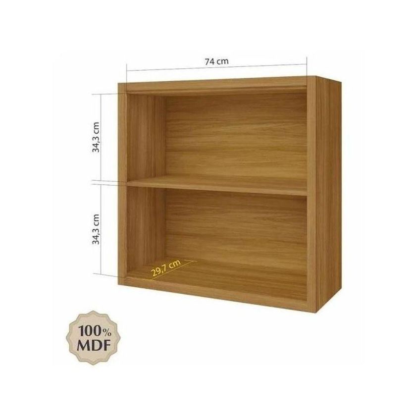 Armário Aéreo Imperatriz 80cm 2 Portas MDF Amadeirado Imperatriz Freijó - imagem 3