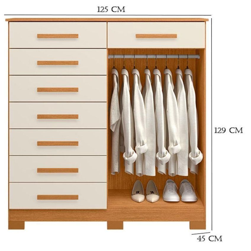 Guarda Roupa Casal Vinci 6 Portas De Bater 3 Gavetas MDP Cinamomo Off White Albatroz Móveis - imagem 4