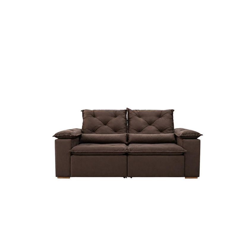Sofá Com Chaise Beatriz 3 Lugares Retrátil E Reclinável 195cm Marrom - imagem 3