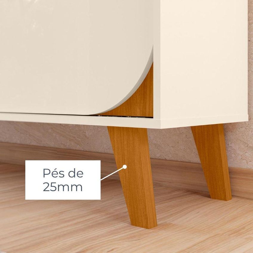 Rack Bancada Com Painel Para TV Até 65" 182cm MDP Off White Madetec Móveis - imagem 5