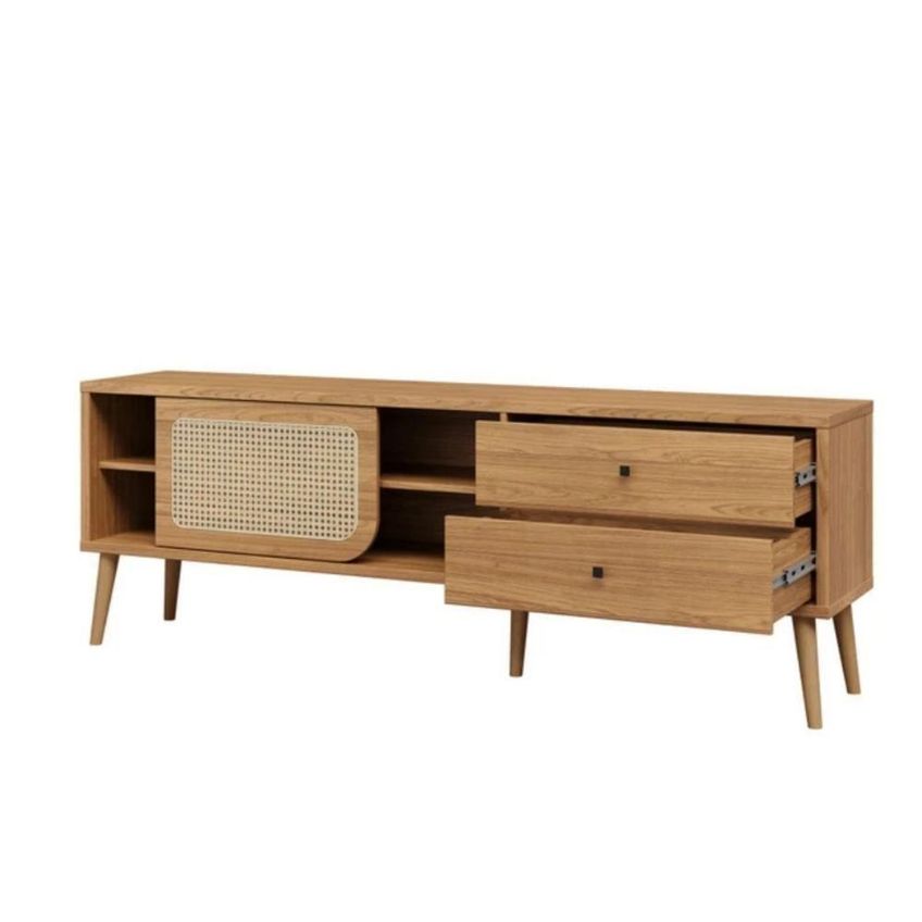 Rack Tela TB306JJ 180cm MDF com Porta de Correr Amadeirado Dalla Costa Móveis - imagem 3