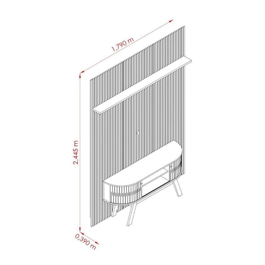 Rack Com Painel Teto New Silverstone Para Tv Até 65 Polegadas 179cm Mdp E Mdf Cinamomo E Off White - imagem 3