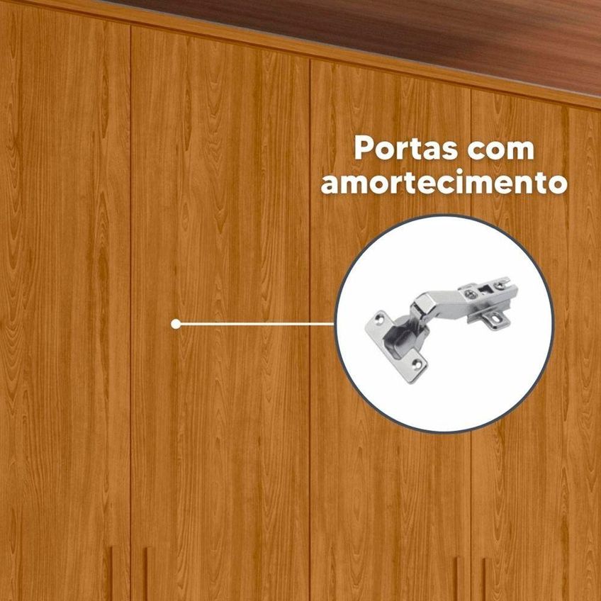 Guarda Roupa Casal Greco 4 Portas Com Espelhos 3 Gavetas Mdf-mdp Cumaru Madetec Móveis 188cm - imagem 5