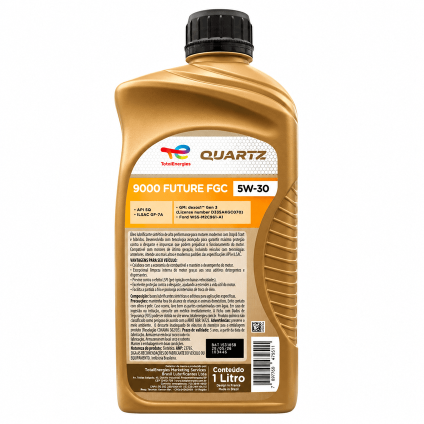 Óleo Motor Total Quartz 9000 Future Fgc 5w30 Dexos1 Gen 3 1l - imagem 3