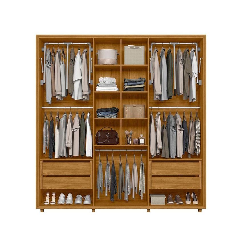 Guarda Roupa Casal Veronese 6 Portas De Bater 4 Gavetas Mdf-mdp Cumaru Madetec Móveis 230cm - imagem 2