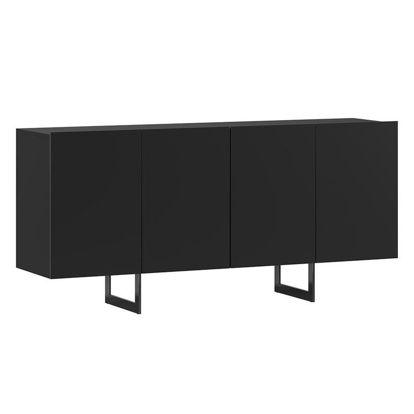 Buffet Aparador Melun N02 Contemporâneo 4 Portas MDF 160cm Preto MPOzenato - imagem 2