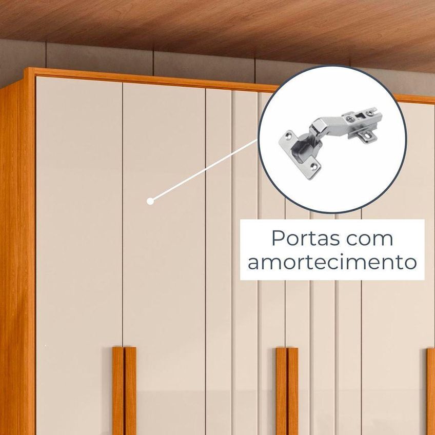 Guarda Roupa Casal Veronese 6 Portas De Bater 4 Gavetas Mdf-mdp Cumaru Madetec Móveis 230cm - imagem 4
