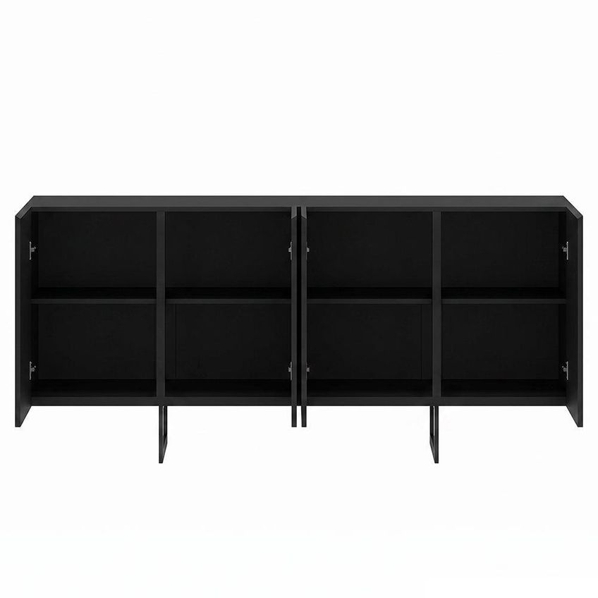Buffet Aparador Melun N02 Contemporâneo 4 Portas MDF 160cm Preto MPOzenato - imagem 5