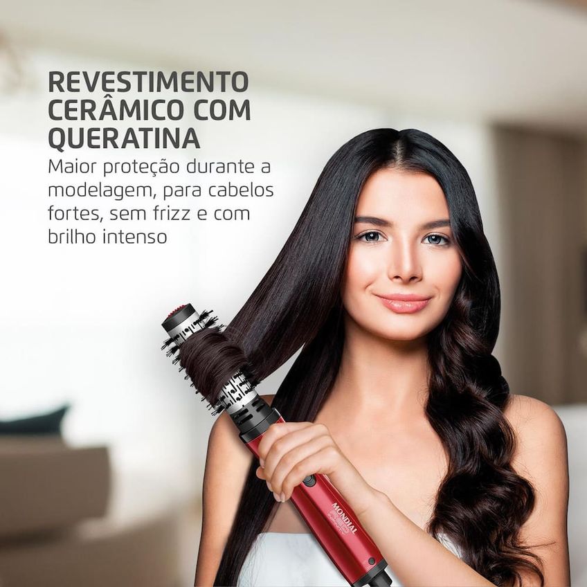 Escova Rotativa Mondial Erb-11-kr Bivolt 1300w Cerâmica Tourmaline Íons - imagem 3
