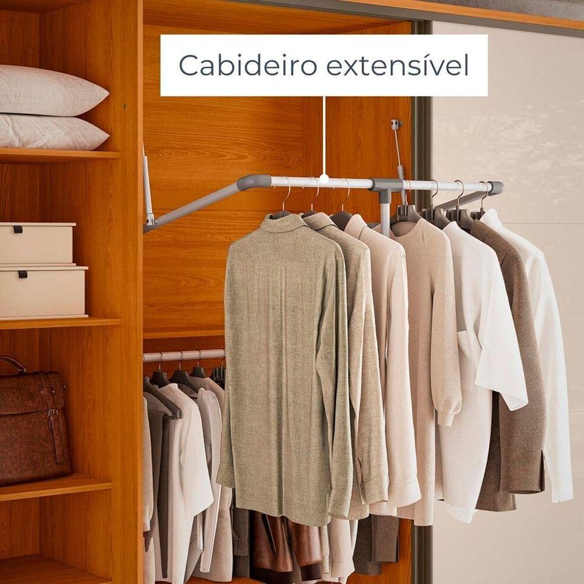 Guarda Roupa Casal Veronese 6 Portas De Giro 4 Gavetas Mdf-mdp Cinamomo - Off White Madetec Móveis - imagem 3