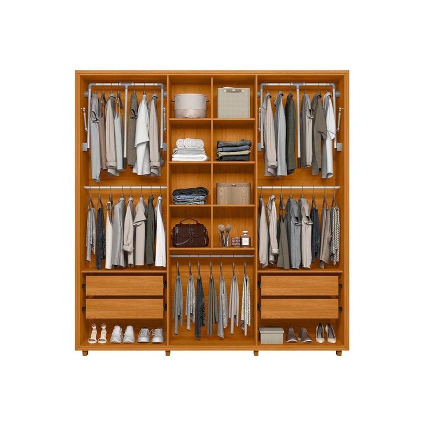 Guarda Roupa Casal Veronese 6 Portas De Giro 4 Gavetas Mdf-mdp Cinamomo - Off White Madetec Móveis - imagem 5