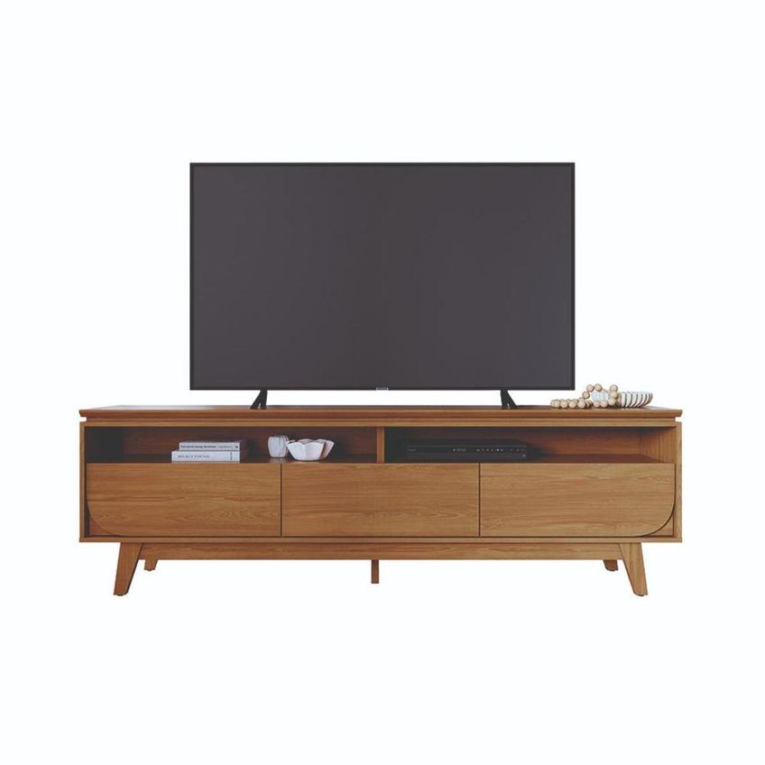 Bancada Para TV Selene 75" 200cm MDP Com 3 Gavetas Cumaru - imagem 4