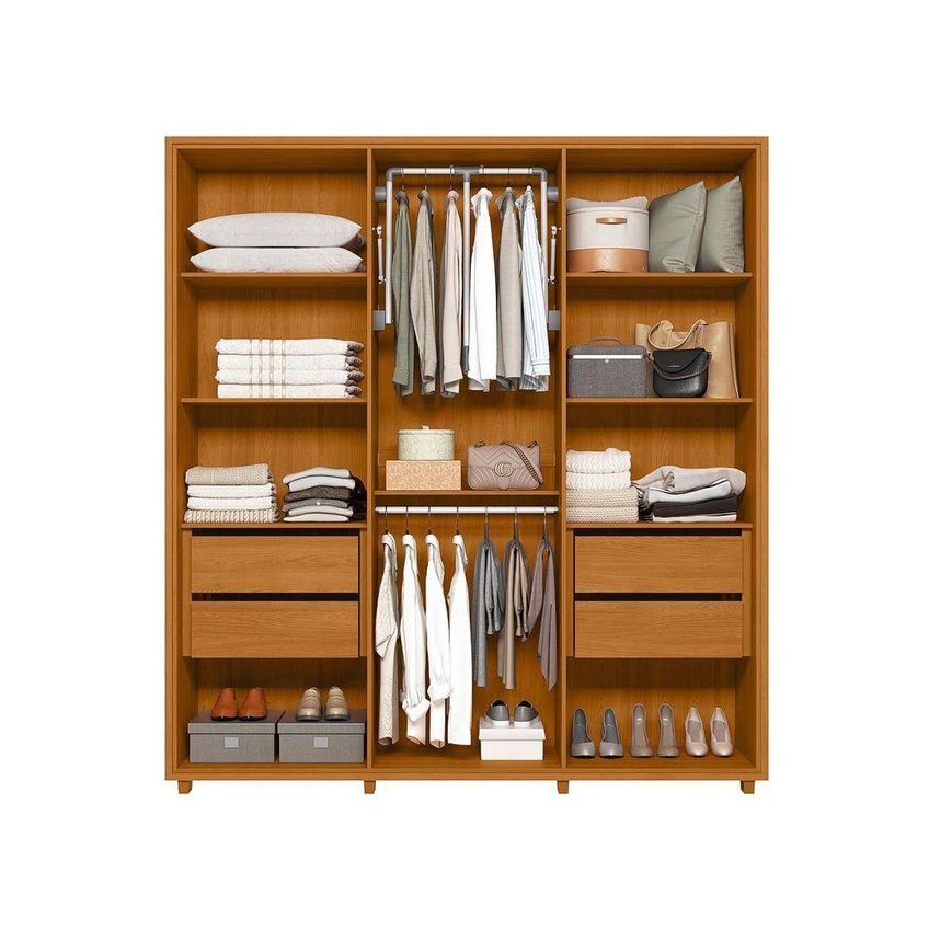 Guarda Roupa Casal Matisse 6 Portas De Bater 4 Gavetas Mdf-mdp Cinamomo E Off White Madetec Móveis - imagem 4