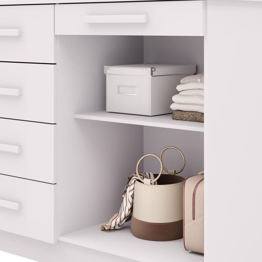 Cômoda Sapateira Sirius 5 Gavetas MDP Puxador em MDF Branco Vila Rica - imagem 4