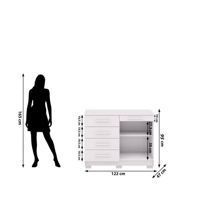Cômoda Sapateira Sirius 5 Gavetas MDP Puxador em MDF Branco Vila Rica - imagem 5
