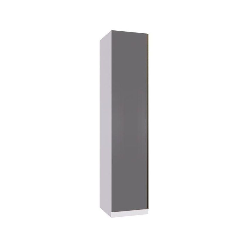 Guarda Roupa Modulado Essenza 1 Porta De Bater Sem Gavetas MDF Branco E Cinza Puro Luciane Móveis - imagem 4