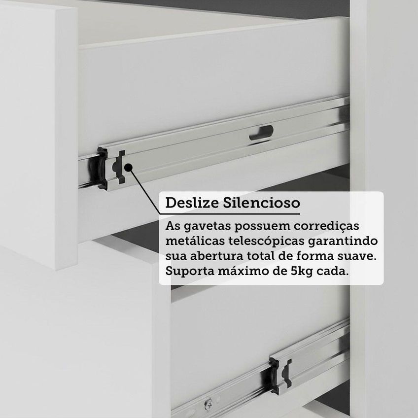 Guarda Roupa Modulado Alpes 3 Portas De Bater 2 Gavetas MDP Branco PF-Cinammon PF Luciane Móveis - imagem 4