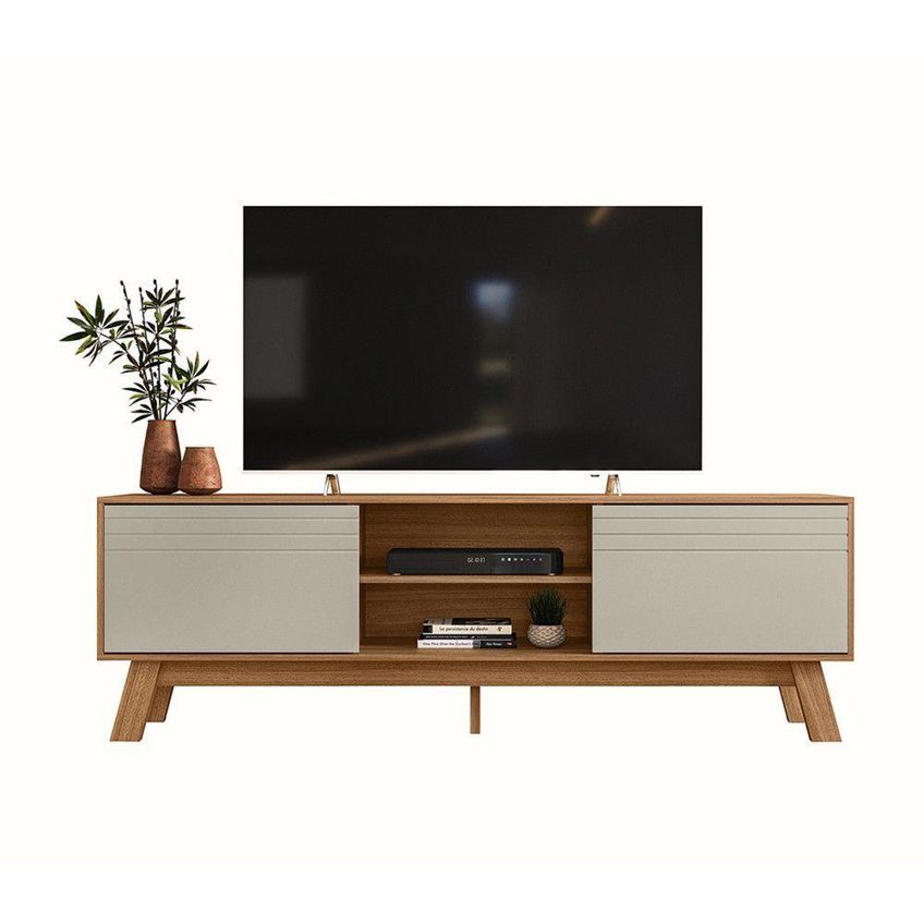 Rack Estante Dubai Para TV 70" 180cm MDF Laqueado Off White Nature Peternella Móveis - imagem 2