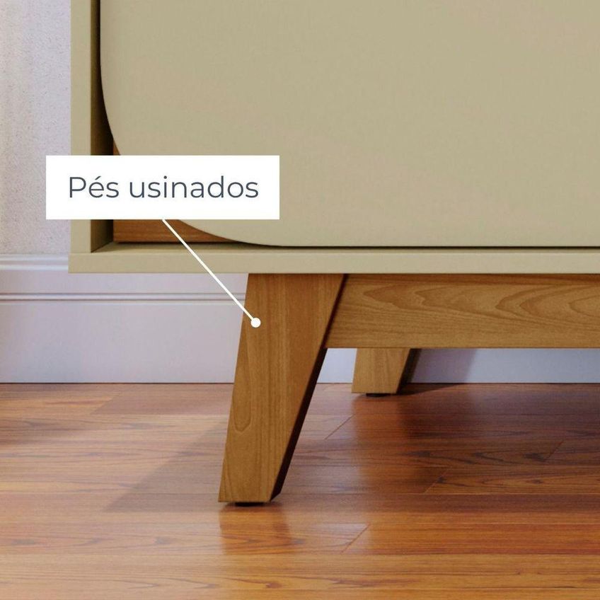 Bancada Para TV Selene 75" 200cm MDP Com 3 Gavetas Cumaru E Opala - imagem 4