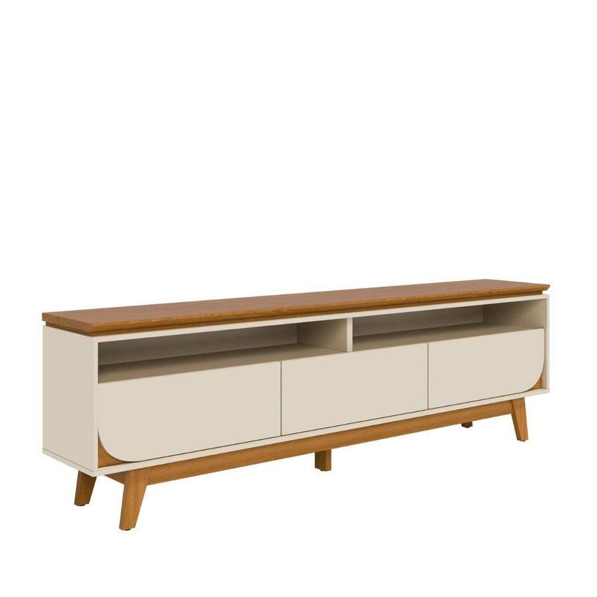 Bancada Para TV Selene 75" 200cm MDP com 3 Gavetas Off White Madetec Móveis - imagem 4