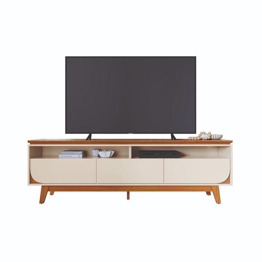 Bancada Para TV Selene 75" 200cm MDP com 3 Gavetas Off White Madetec Móveis - imagem 5