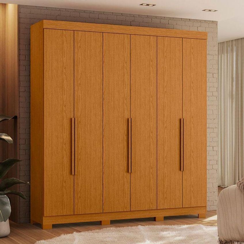 Guarda Roupa Casal Vinci 6 Portas De Bater 3 Gavetas Mdp Cinamomo Com Cômoda Xangai Albatroz Móveis - imagem 5