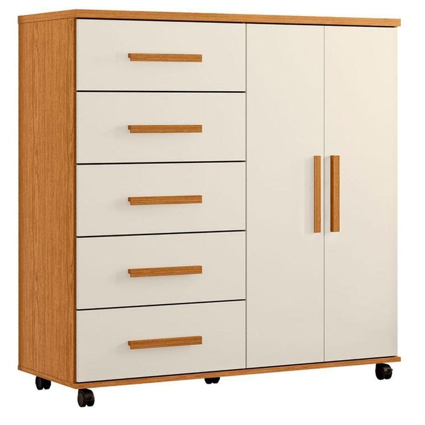 Guarda Roupa Casal Vinci 6 Portas De Bater 3 Gavetas Mdp Cinamomo Off White Cômoda Toronto Albatroz - imagem 5