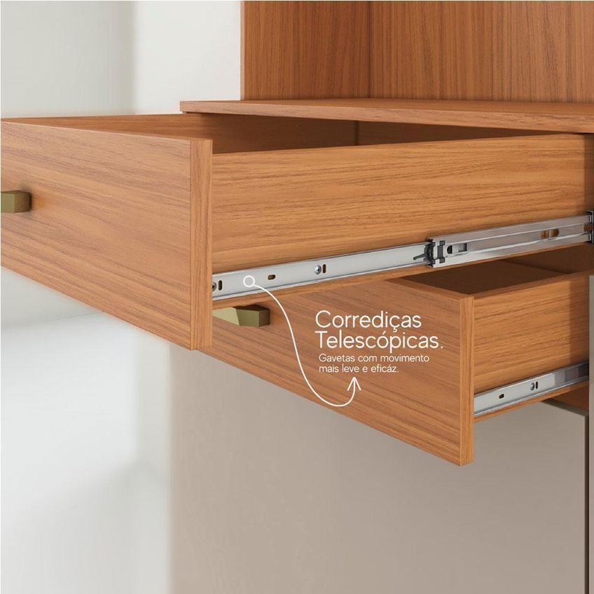 Guarda Roupa Casal Mônaco 10 Portas De Bater 3 Gavetas MDP Amadeirado Aramóveis 178.8cm - imagem 4