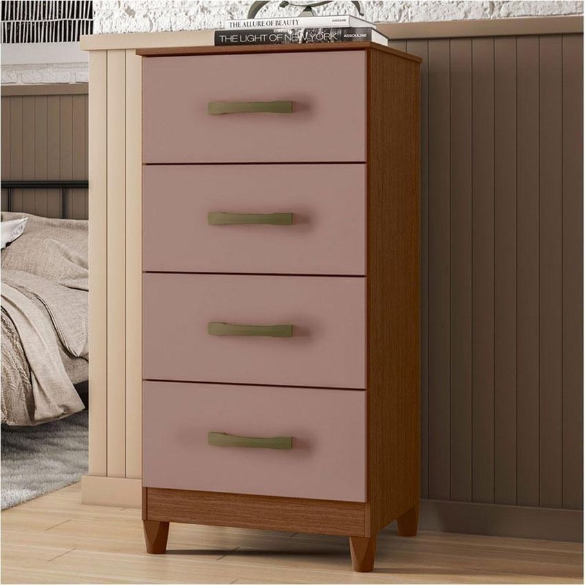 Guarda Roupa Casal Triton Plus 11 Portas De Bater Com Espelho E Cômoda 6 Gavetas Mdp Nogueira - imagem 4