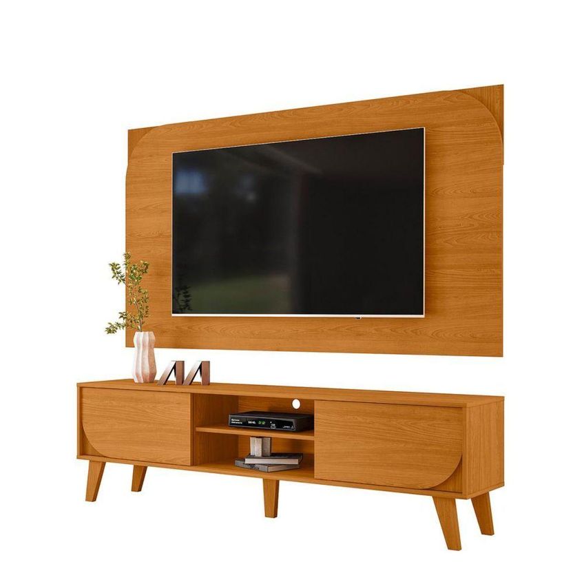 Rack Bancada Com Painel Para TV Até 65 Duna 182cm MDP Cinamomo Madetec Móveis - imagem 4
