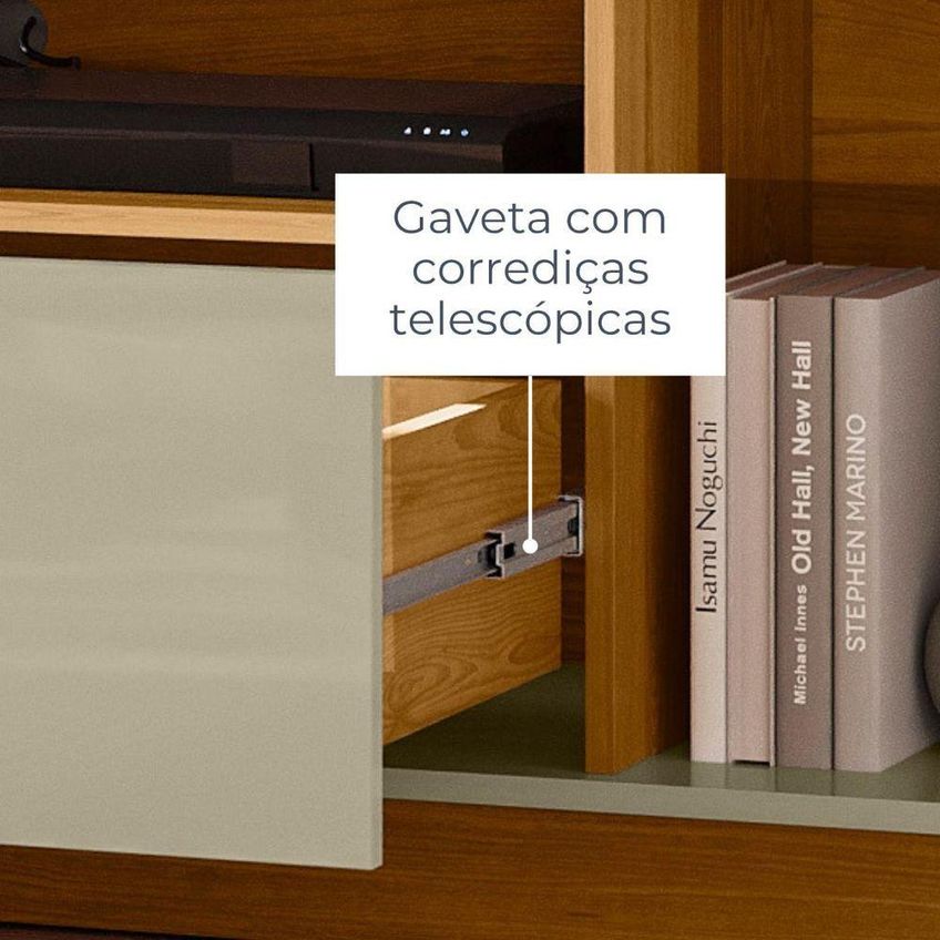 Home Theater Nilo Para TV Até 75" 200cm MDP Cumaru E Opala Madetec Móveis - imagem 3
