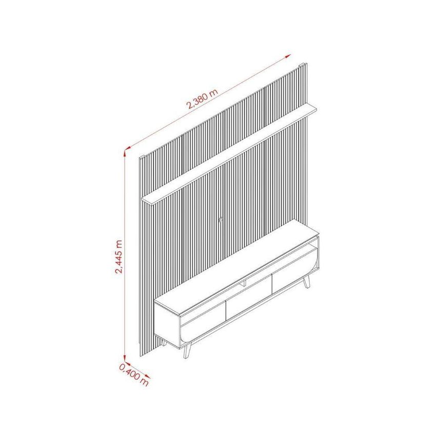 Composição Para TV Luna 75" 238cm MDP-MDF Cumaru e Opala Madetec Móveis - imagem 5