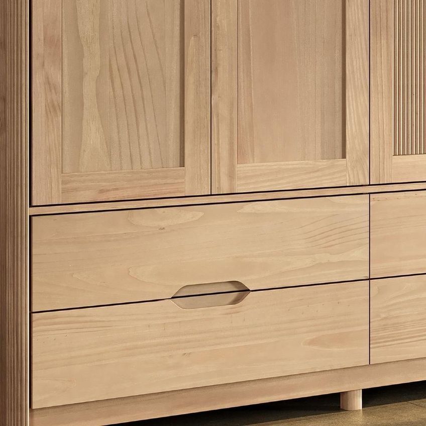 Guarda Roupa Casal Nira 6 Portas De Bater 6 Gavetas Madeira Maciça Tuari Mpozenato 262cm - imagem 2