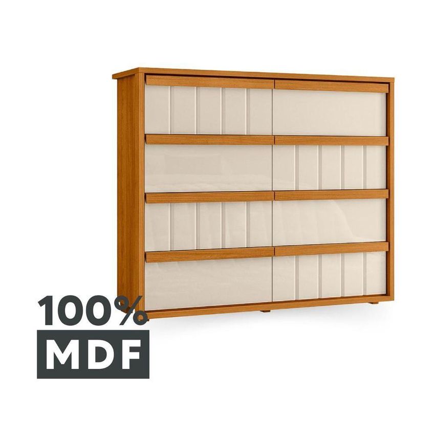 Cômoda Tarsila 8 Gavetas MDF Puxador Cava Cinamomo E Off White Madetec Móveis - imagem 3