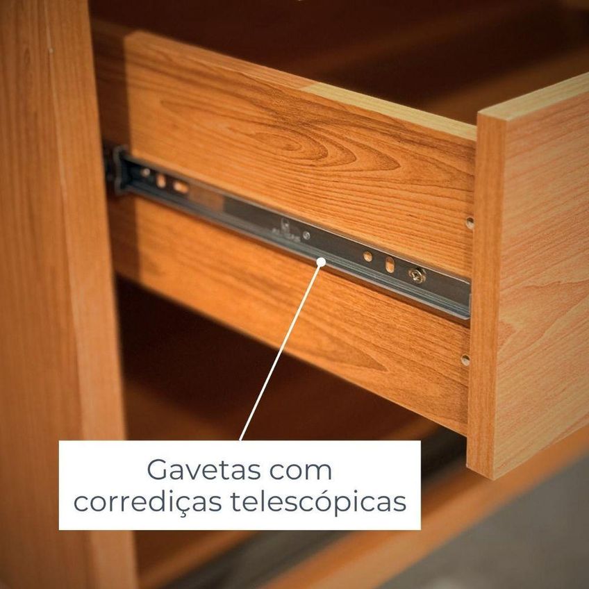 Cômoda Tarsila 8 Gavetas MDF Puxador Cava Cinamomo E Off White Madetec Móveis - imagem 4