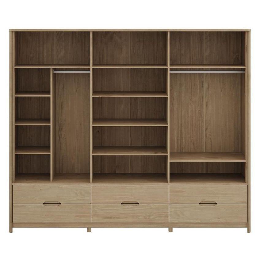 Guarda Roupa Casal Nira 6 Portas De Bater 6 Gavetas Madeira Maciça Tuari Mpozenato 262cm - imagem 5