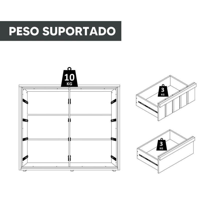 Cômoda Tarsila 8 Gavetas MDF Puxador Cava Cinamomo E Off White Madetec Móveis - imagem 5