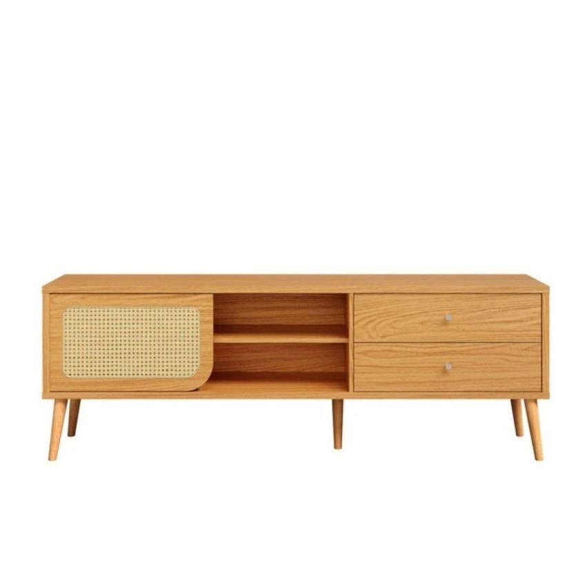 Rack Tela 180cm Com Porta De Correr E 2 Gavetas MDF Carvalho Rosé Dalla Costa Móveis - imagem 5