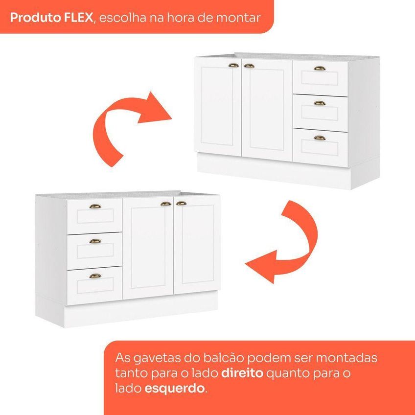 Cozinha Compacta Amy 7 Portas 3 Gavetas MDF 280cm Branco Casa 812 - imagem 2