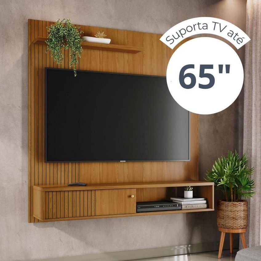 Painel Para TV Aurora 65" 160,5cm MDP e MDF Cumaru Madetec Móveis - imagem 3