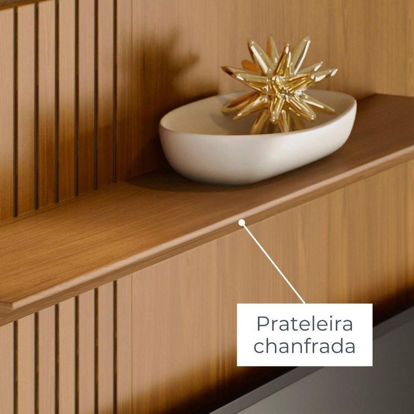 Painel Para TV Aurora 65" 160,5cm MDP e MDF Cumaru Madetec Móveis - imagem 4