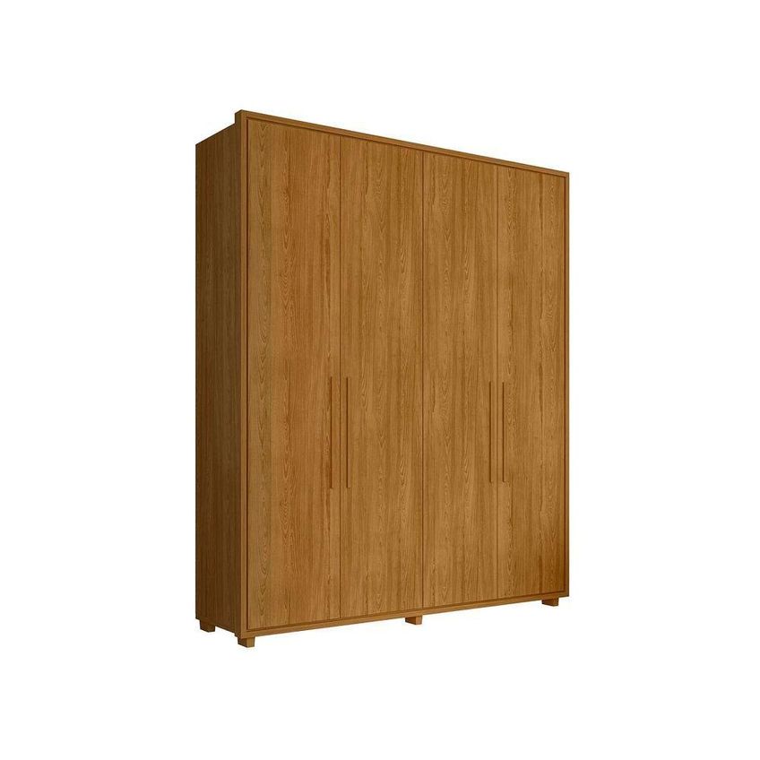 Guarda Roupa Casal Greco 4 Portas De Bater 3 Gavetas MDF-MDP Cumaru Madetec Móveis 188cm - imagem 3