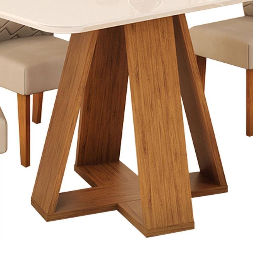Conjunto De Jantar Kiara 120 Com 4 Cadeiras Yasmin 4 Lugares Tampo Mdf Freijó Off White Dj Móveis - imagem 4