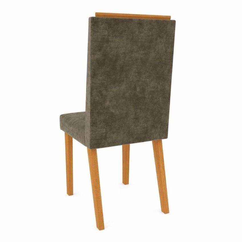 Conjunto De 2 Cadeiras Bella Estrutura Em Mdf Estofado Em Tecido Marrom Indékes - imagem 3