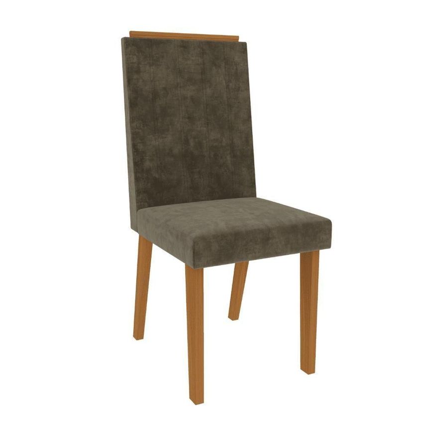 Conjunto De 2 Cadeiras Bella Estrutura Em Mdf Estofado Em Tecido Marrom Indékes - imagem 4