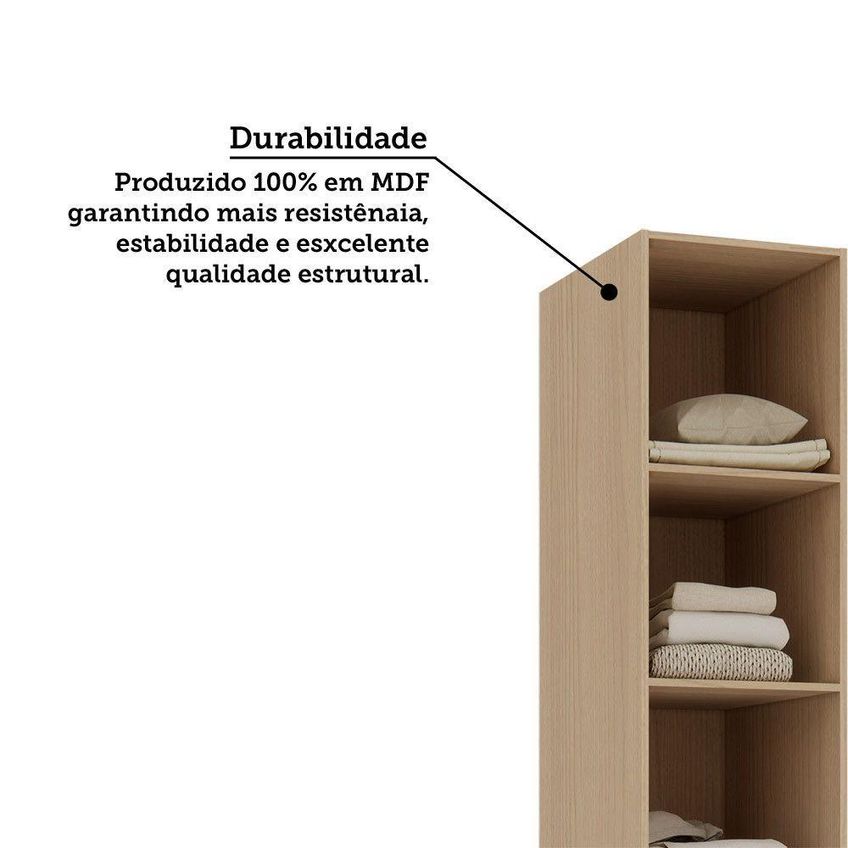 Guarda Roupa Closet Essenza 5 Prateleiras MDF MDP Fosco Carvalho Andorra 40,5cm Luciane Móveis - imagem 4