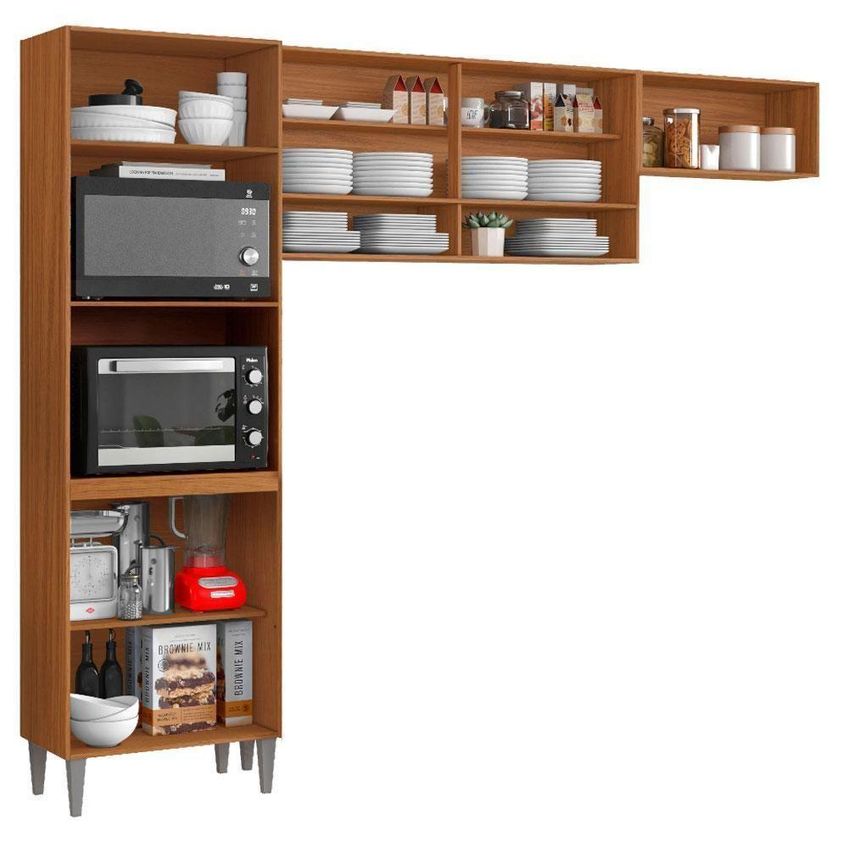 Kit Cozinha Atenas 2012180 6 Portas Mdf-mdf 249,7cm Cinamomo E Branco Aramóveis - imagem 4