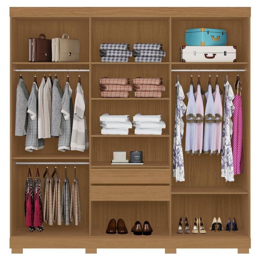 Guarda Roupa Casal 2030230 6 Portas De Bater 2 Gavetas MDP Cinamomo Off White Aramóveis - imagem 3
