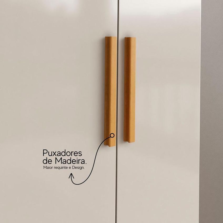 Guarda Roupa Casal 2030230 6 Portas De Bater 2 Gavetas MDP Cinamomo Off White Aramóveis - imagem 5